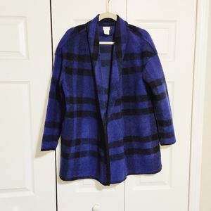Blue Buffalo Plaid Wool Blend Sweater Jacket
